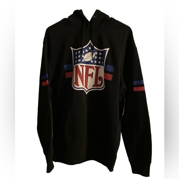 Official NFL LOGO Shield Black Fleece Hoodie Mens Medium NEW (Retail $85) NWT - Picture 1 of 6
